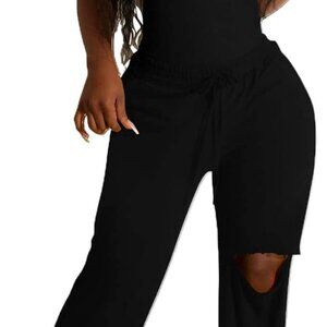 Versatile Black Two-Piece Sweatsuit for Women - Casual & Comfortable - Small